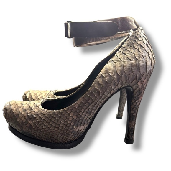 All Saints Women’s Taupe Bronze Faux Snakeskin Stiletto Heels Sz 7.5 | 3266 - Picture 4 of 10